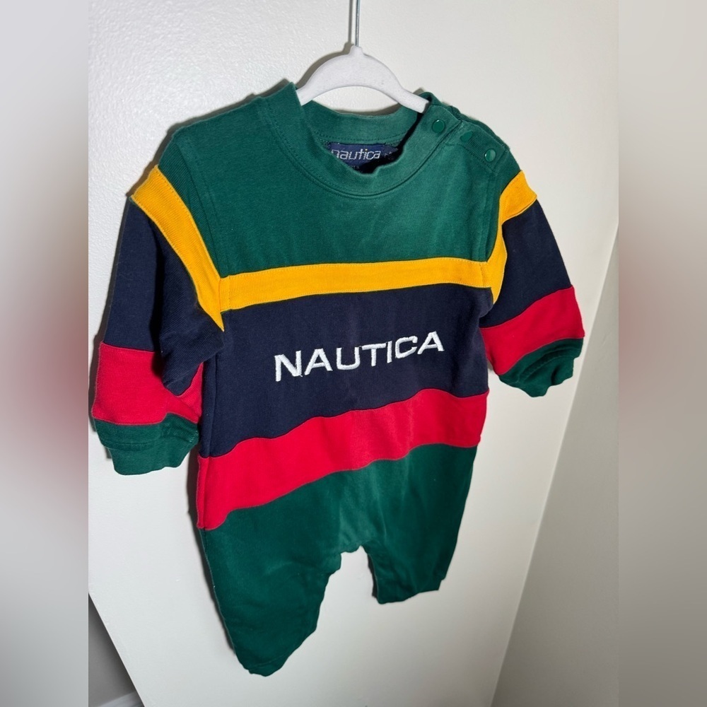Nautica Vintage Baby Boy Striped Romper Size 6-12M